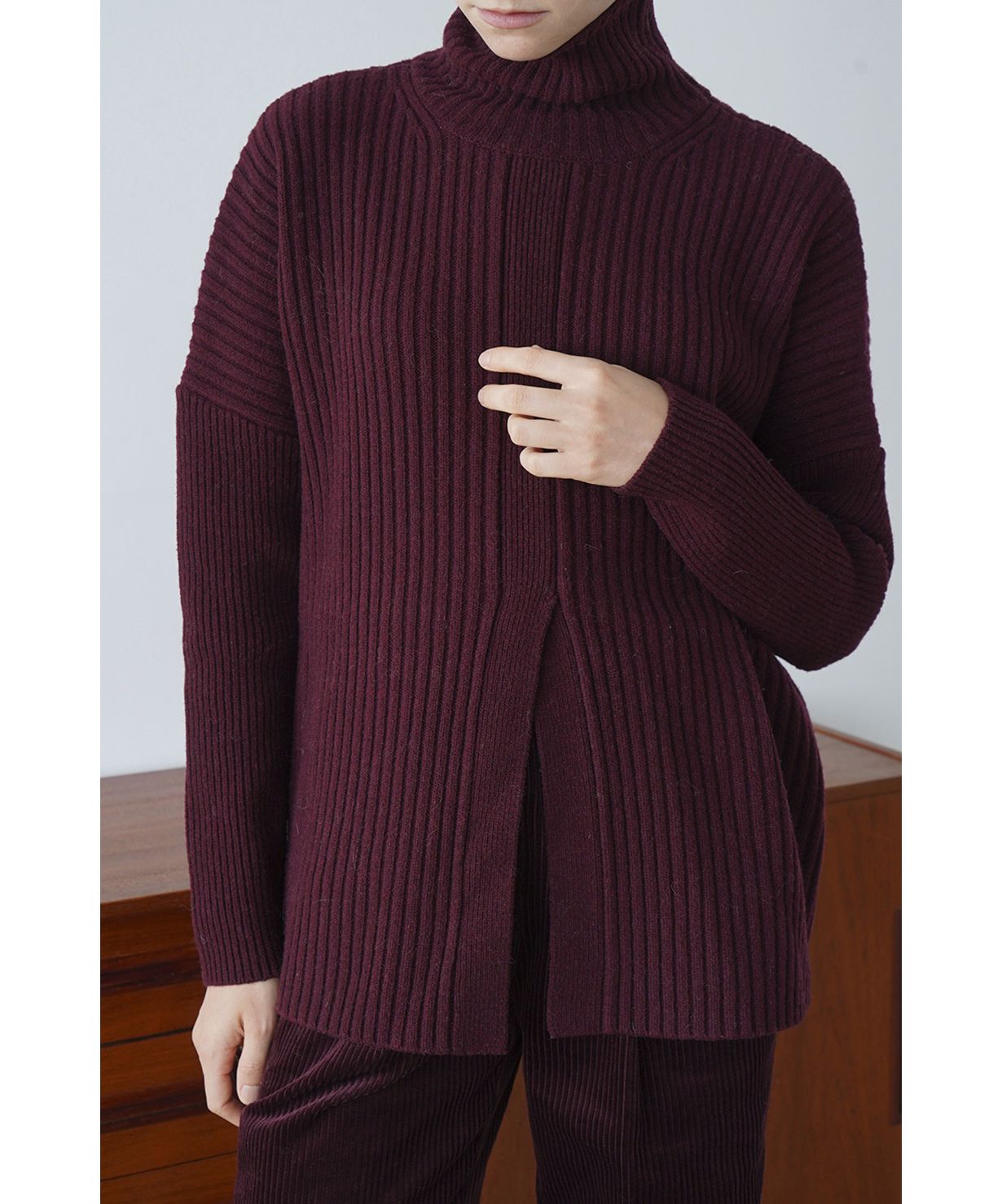 トップス CLANE DOUBLE FACE CENTER SLIT RIB KNIT CLANE - ダブルフェイス センター スリット リブ ニット