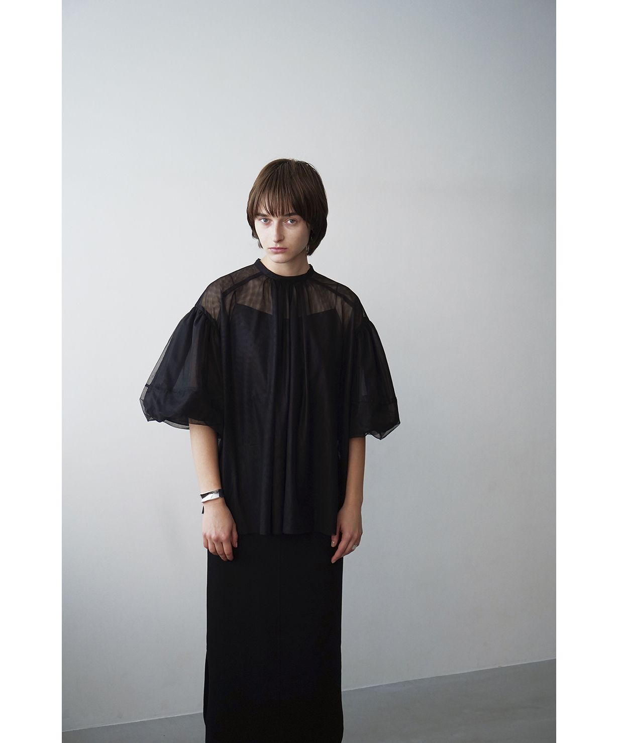 セール 40%OFF】SHEER TULLE BALLOON SLEEVE TOPS(505105018 セール 40%OFF】SHEER TULLE BALLOON SLEEVE TOPS(505105018
