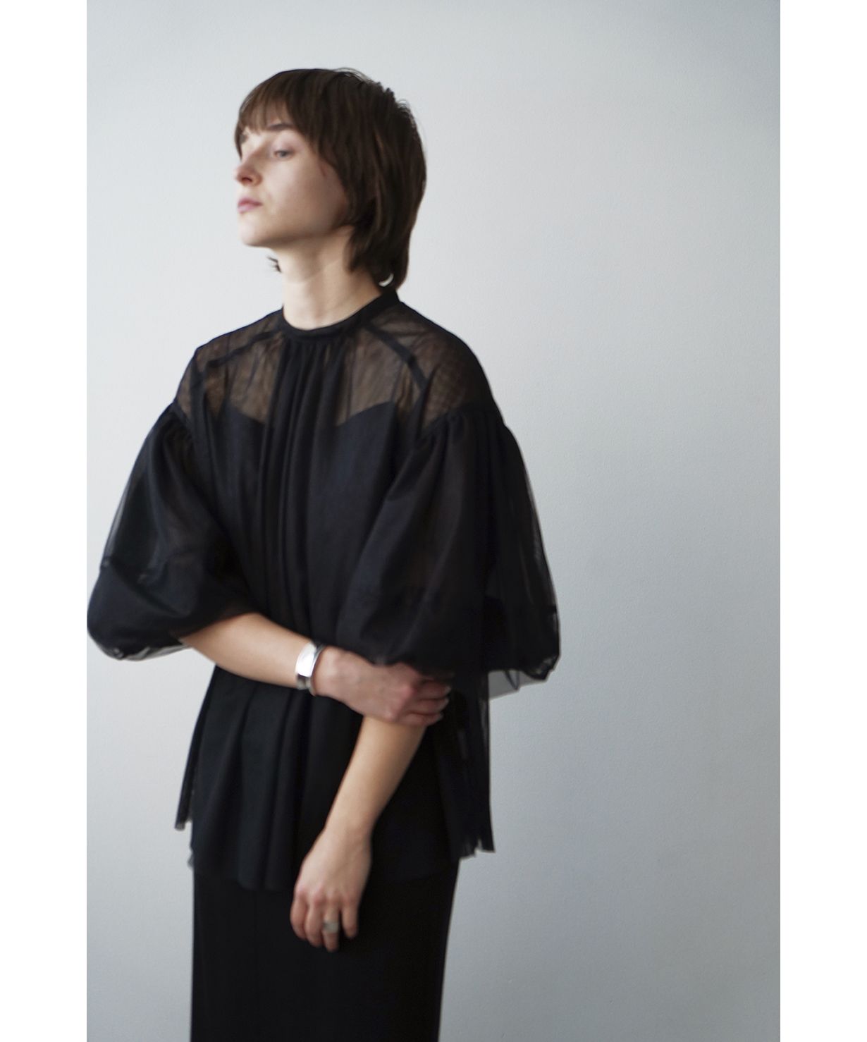 セール 40%OFF】SHEER TULLE BALLOON SLEEVE TOPS(505105018 セール 40%OFF】SHEER TULLE BALLOON SLEEVE TOPS(505105018