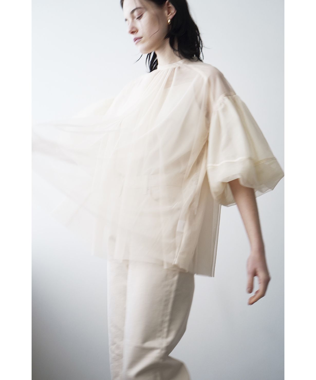 【2024春夏新色】 40%OFF】SHEER セール TULLE TOPS(505105018 SLEEVE BALLOON トップス