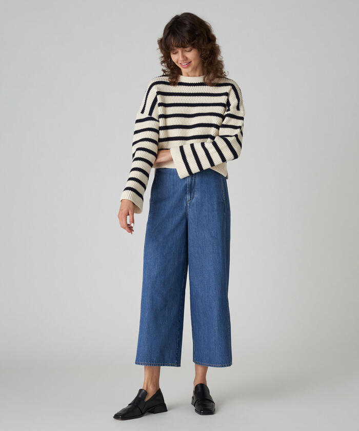 セール 40%OFF】オーガニックコットンデニム ワイドクロップド セール 40%OFF】オーガニックコットンデニム ワイドクロップド