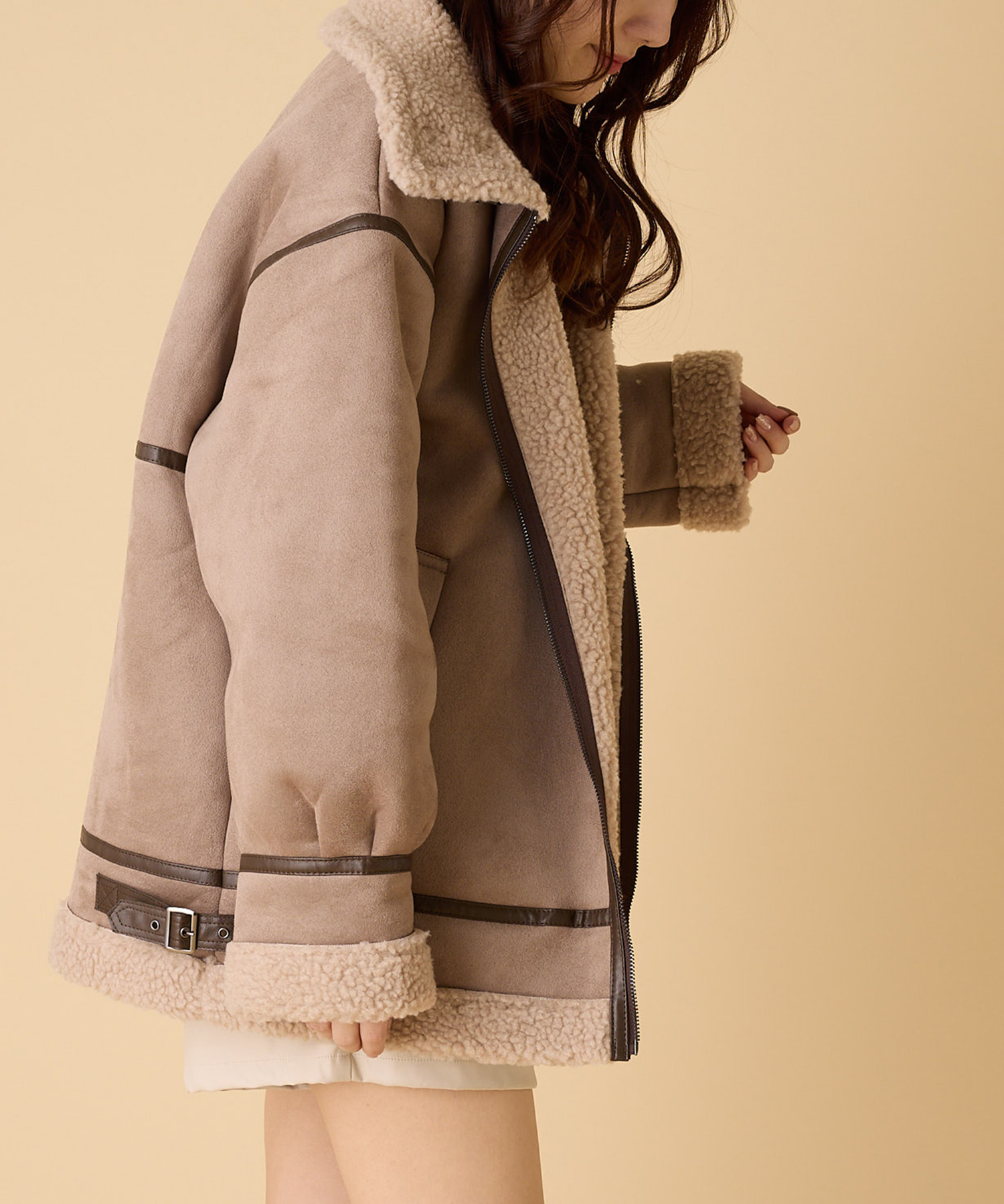 OLIVE des OLIVE フェイクムートンフライトジャケット WEB限定カラーあり】フェイクムートンフライトジャケット