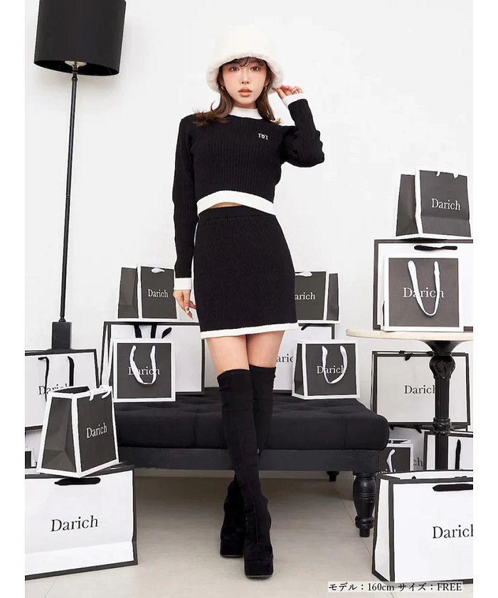 ダーリッチ Darich バイカラーケーブルニットセットアップ