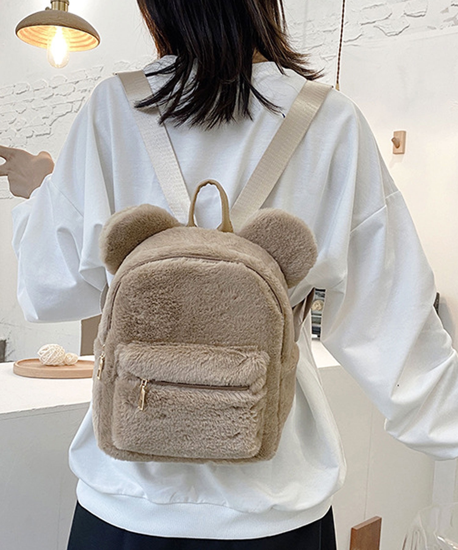 【未使用】donsje ドンシェ リュック ファー くま GLUTTONS グルトンズ ジェニファー リュック 布製 ブラウン お猿