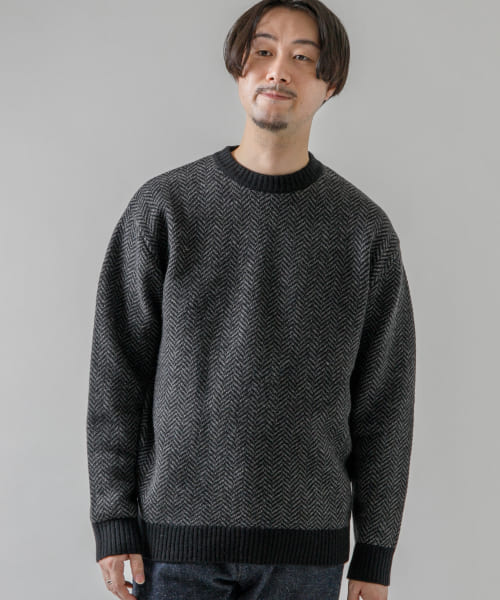 人気作家RATA ざっくり素材感 ヘリンボーンの大人モードパンツ THREE FIFTY STANDARD ヘリンボーン素材のワイドパンツ