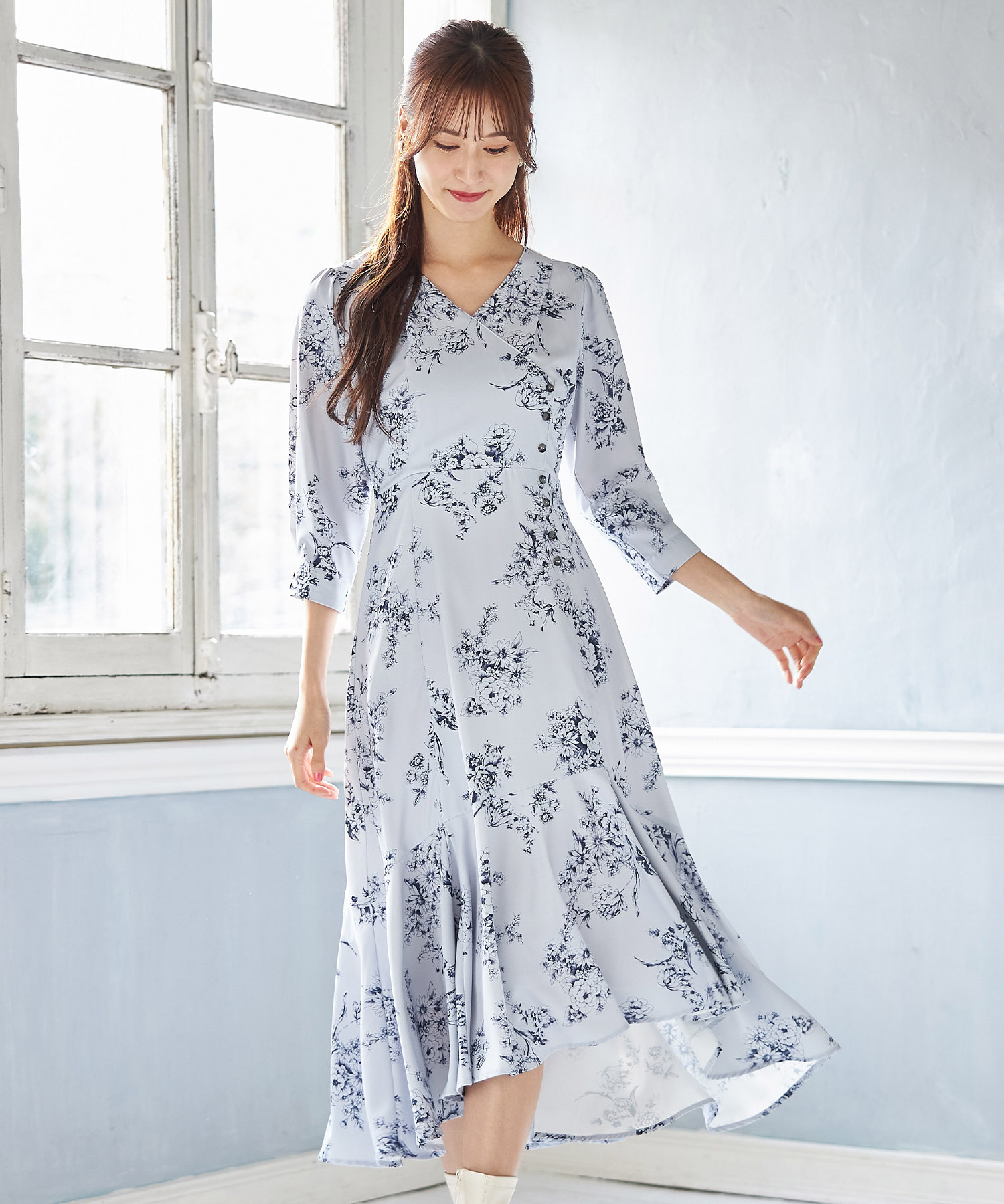 花柄★コットンポプリン★ウエストベルト★ワンピース★ ERDEM セール 50%OFF】トッコクローゼット tocco closet ウエスト