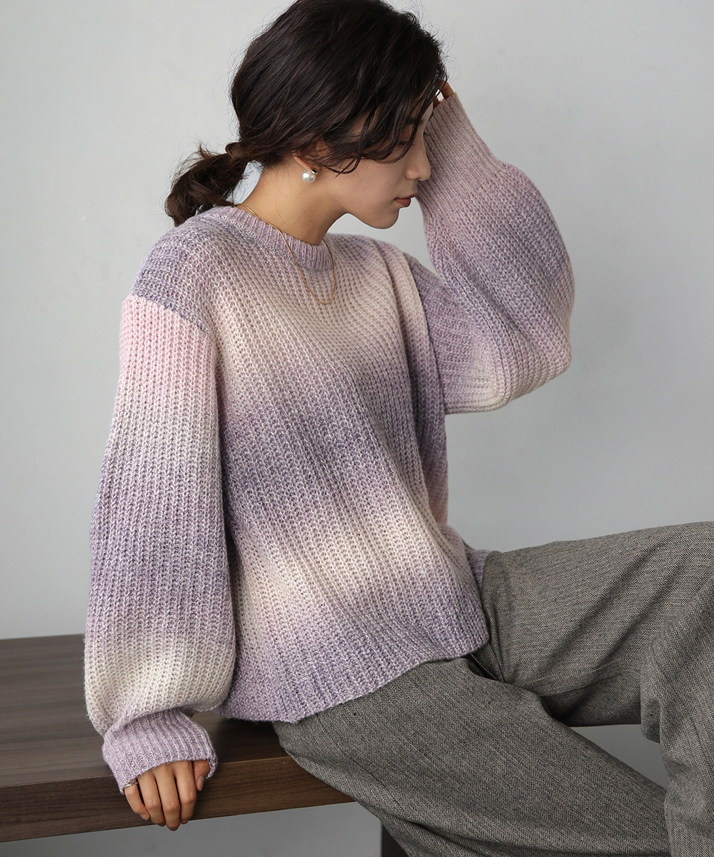 ブージュルード Bou Jeloud グラデーションニットプルオーバー （PURPLE） ブージュルード Bou Jeloud グラデーションニットプルオーバー