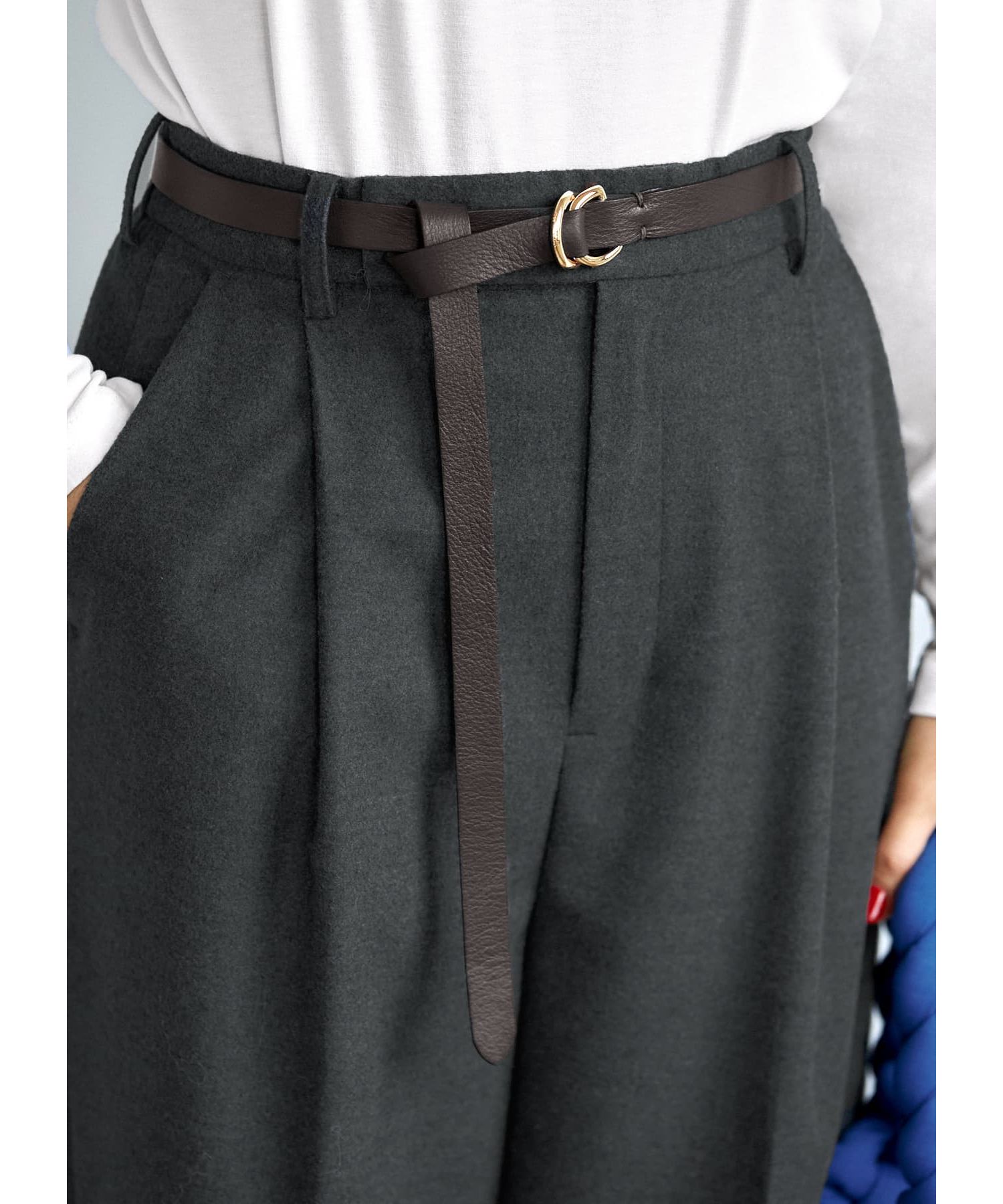 ANN DEMEULMEESTER レザー・ロングベルト スタイルデリ STYLE DELI 結ぶロングレザーベルト20mm/GD金具