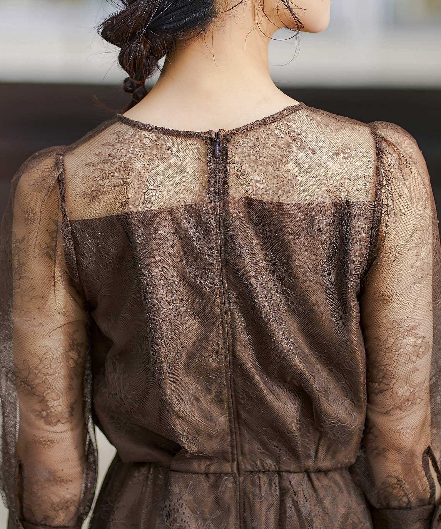 スーツ・フォーマル・ドレス Ameri vintage LACE SLEEVE REFINED DRESS Ameri（アメリ）の「LACE SLEEVE REFINED DRESS（ワンピース