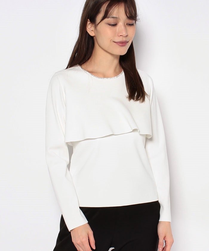 セール 40%OFF】レーヨンストレッチビジューネックプルオーバー