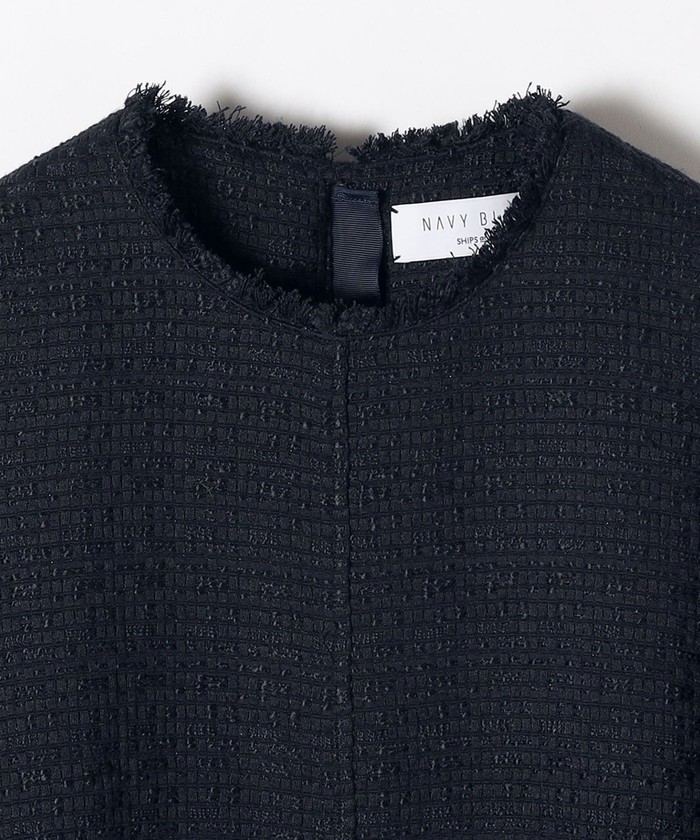 セール 50%OFF】SHIPS any: スラブ ツイード ワンピース[NAVY セール 50%OFF】SHIPS any: スラブ ツイード ワンピース[NAVY