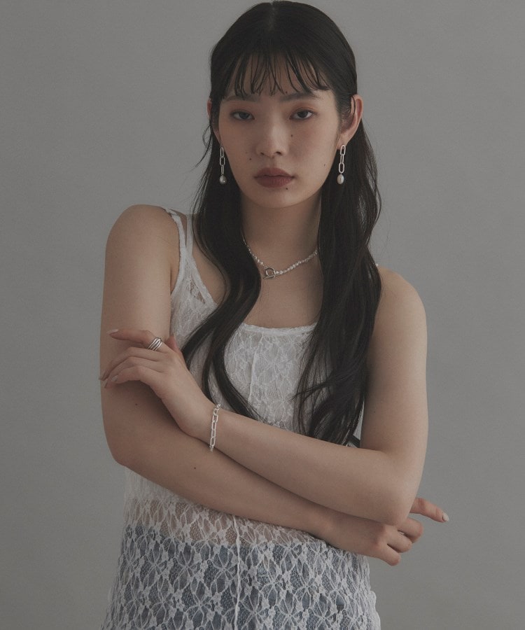 WEB限定】バロックパール チェーンリンク ロングピアス(シルバー