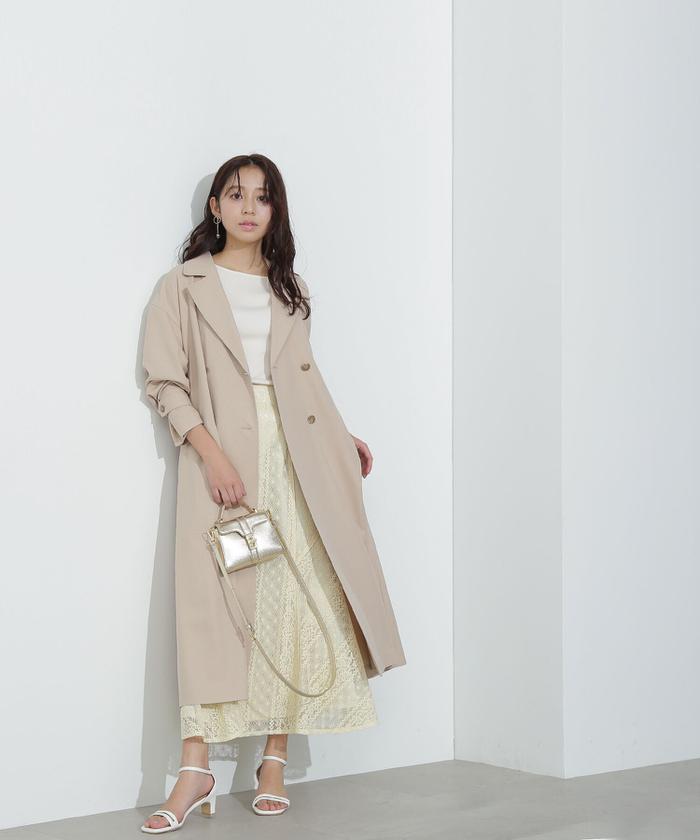 極美品 ナチュラルビューティーベーシック クリアツイルレディトレンチコート M 極美品 ナチュラルビューティーベーシック クリアツイルレディ