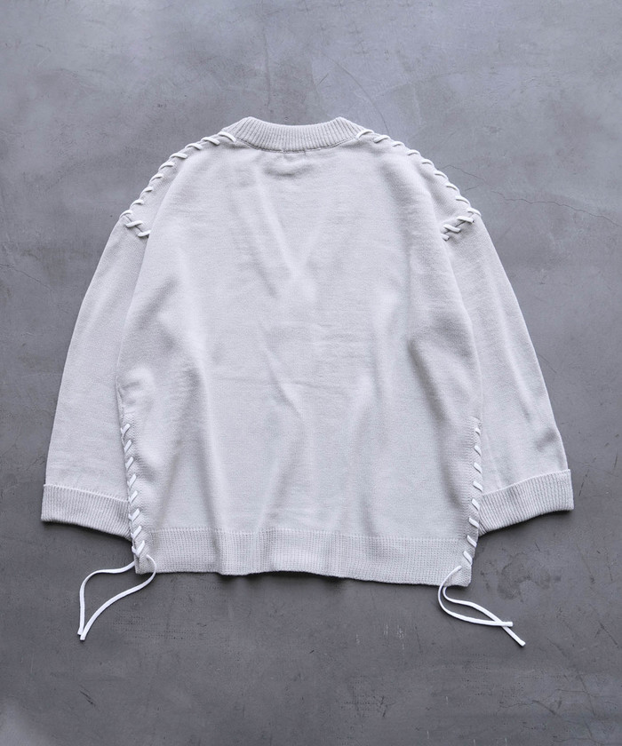MASAKI × JUNRed】ステッチレースアップルーズカーディガン MASAKI × JUNRed】ステッチレースアップルーズカーディガン
