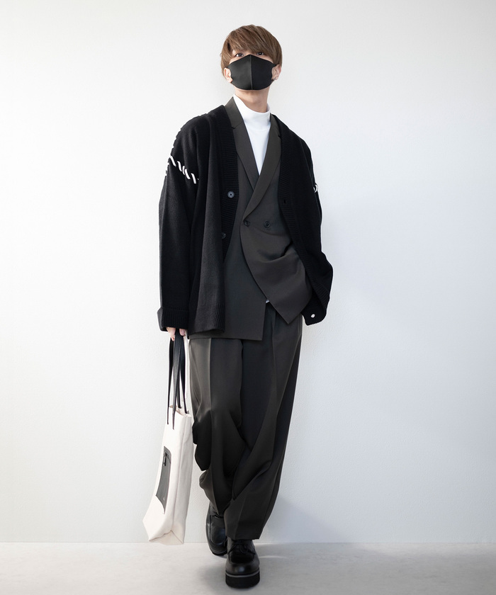 MASAKI × JUNRed】ステッチレースアップルーズカーディガン MASAKI × JUNRed】ステッチレースアップルーズカーディガン