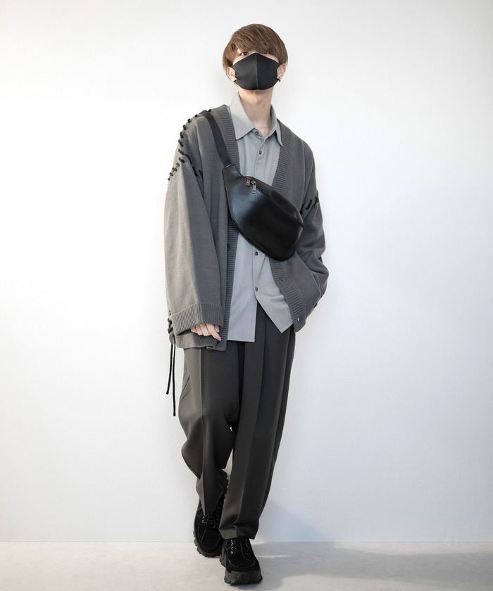 MASAKI × JUNRed】ステッチレースアップルーズカーディガン