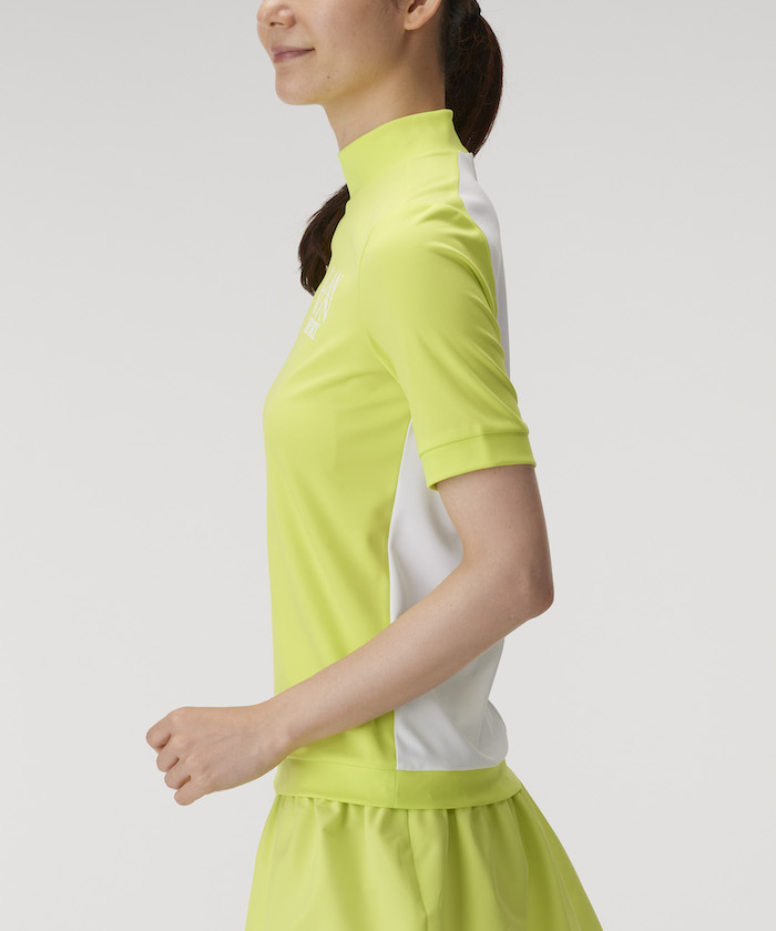 ランバンスポール　モックネック40 新品 LANVIN SPORT 【25周年】モックネック5分袖シャツ【吸汗/UV/ECO