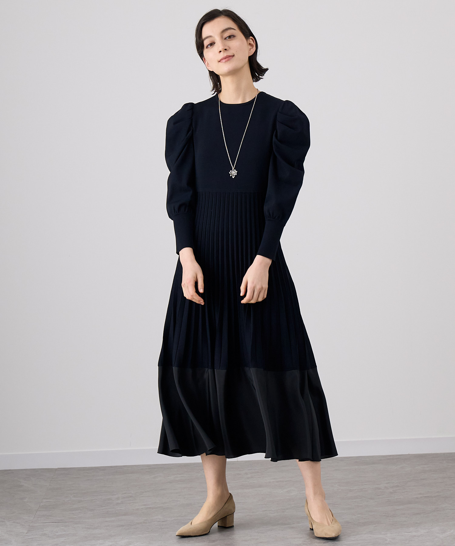 セール 40%OFF】ドッキングプリーツ切り替え ワンピース