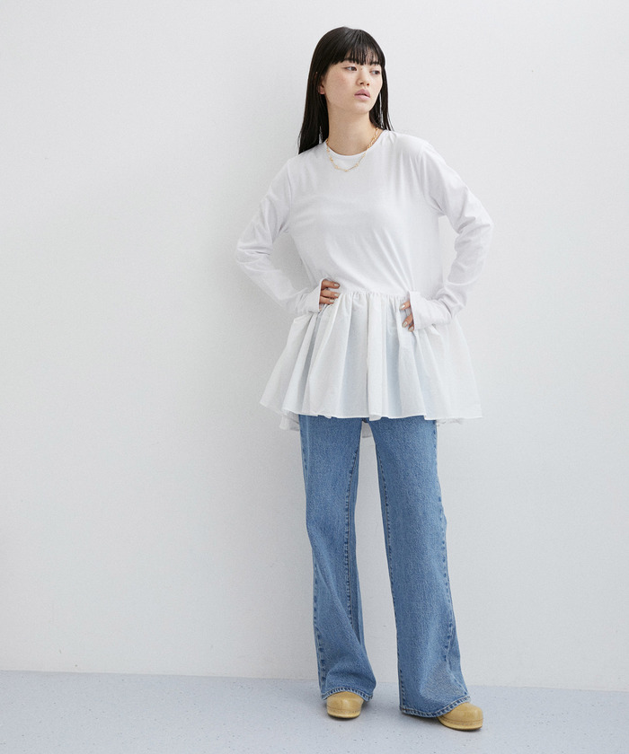 逸品シリーズ》RENUタフタティアードロングTEE(505117197