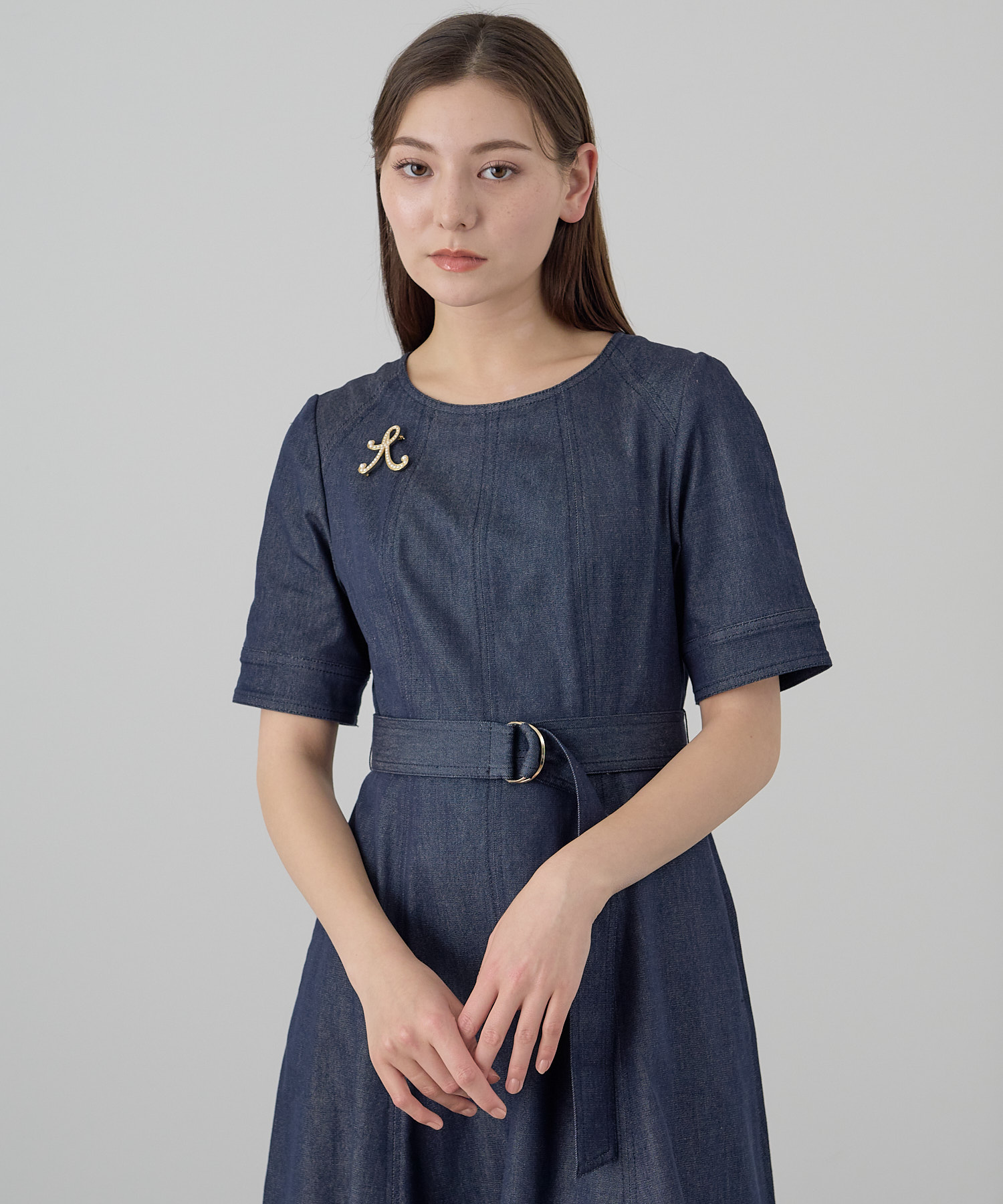 セール 40%OFF】シルクデニムベルト付き ワンピース(505121677