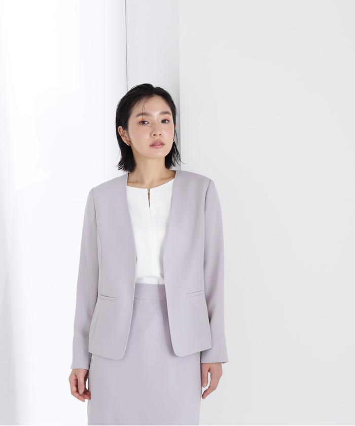 NATURALBEAUTYBASIC ✨ 洗えるポリエステルドビー　ジャケット 洗える]＜ポリエステルドビーSET UP＞ノーカラージャケット