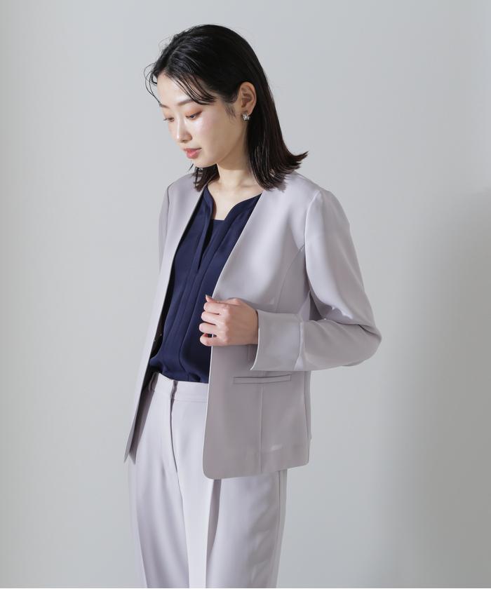 ノーカラージャケット セットアップ対応】Light Tweed ノーカラー ジャケット （ノー