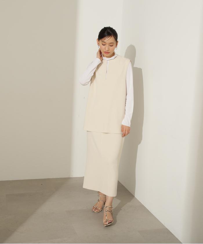 美品❣️ナチュラルビューティベーシック スカートスーツセット L アイボリー NATURAL BEAUTY BASIC 【スーツ2点SET】 ナチュラルビューティ
