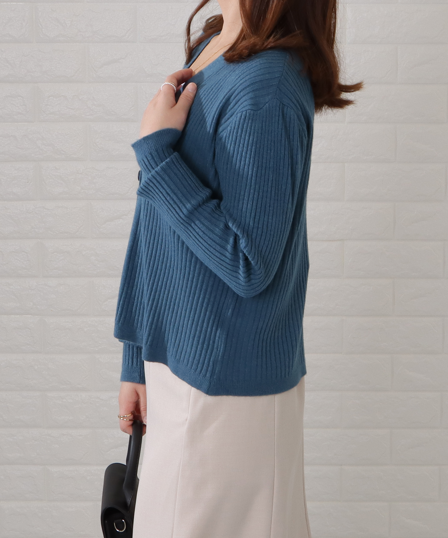 【美品✨️】スーパービューティー リブニット カーディガン Vネック ラメ レース 美品✨️】スーパービューティー リブニット カーディガン V