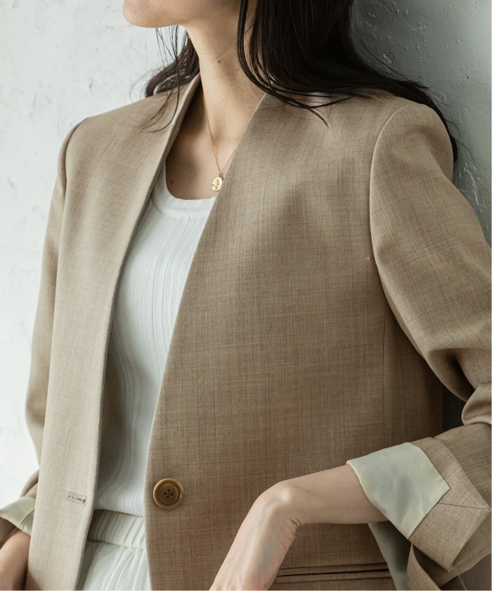 Noble ウールツイルノーカラージャケット Noble ウールツイルノーカラージャケット