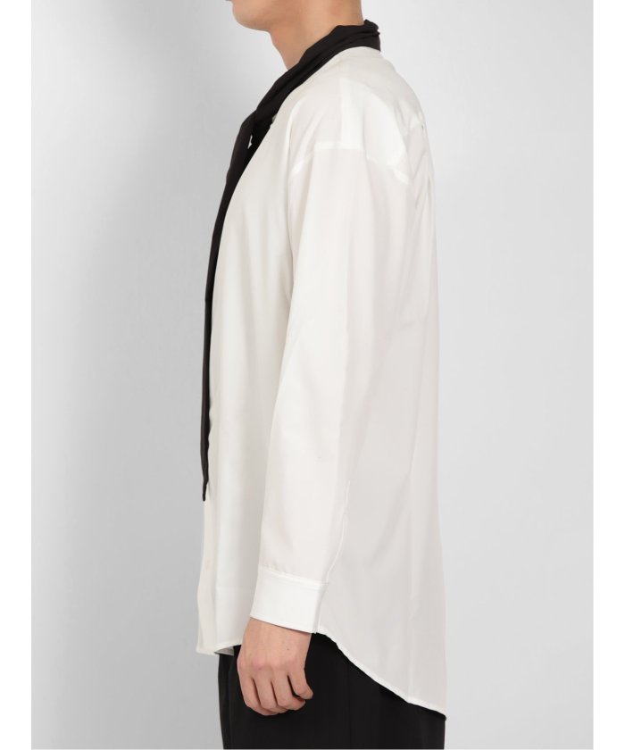 ネクタイ付き デザイン シャツ 2色 長袖 モード ルーズ nr8695 NOVESSEL シャツ A'GEM/9 × .kom「NOVESSEL/ノベセル」ネクタイ