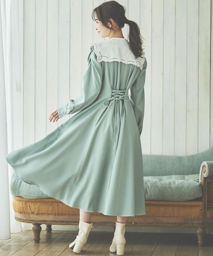 衿付き配色ロングワンピース(505135333) | ウィルセレクション