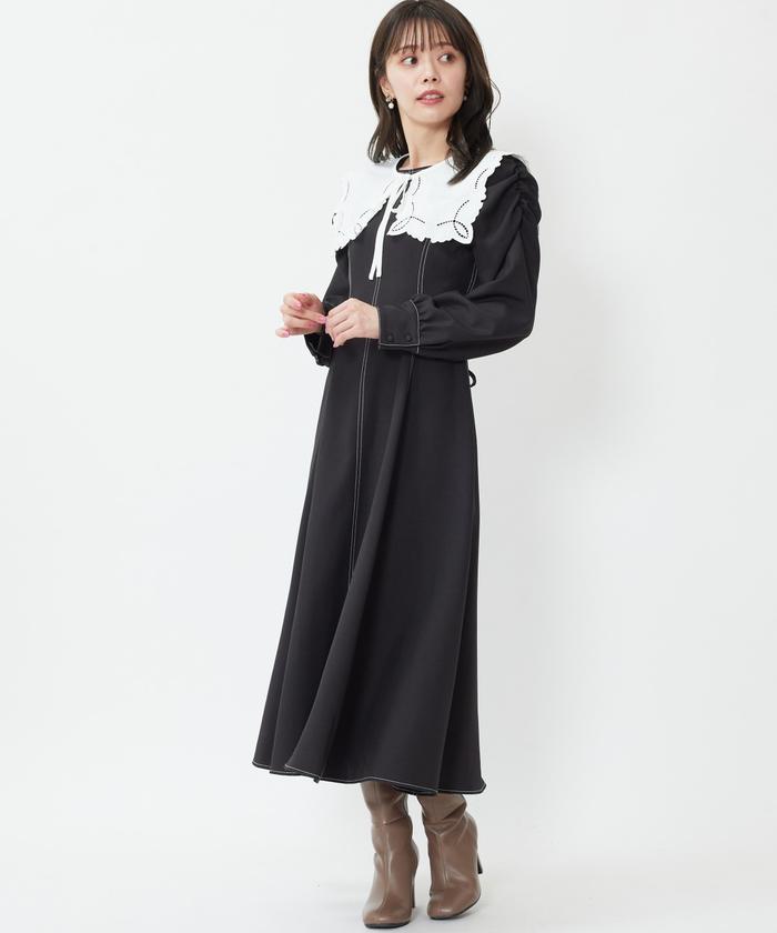 衿付き配色ロングワンピース(505135333) | ウィルセレクション