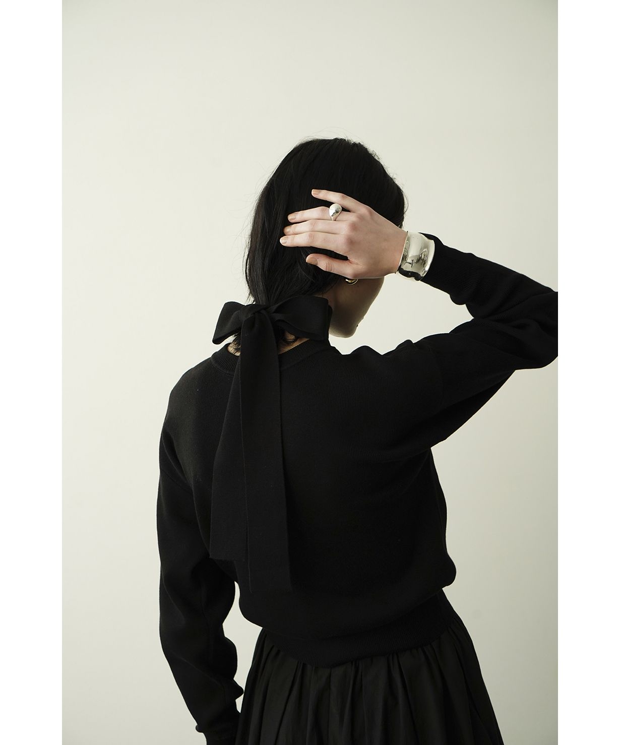 セール 50%OFF】W FACE NECK RIBBON KNIT TOPS(505135647 セール 50%OFF】W FACE NECK RIBBON KNIT TOPS(505135647