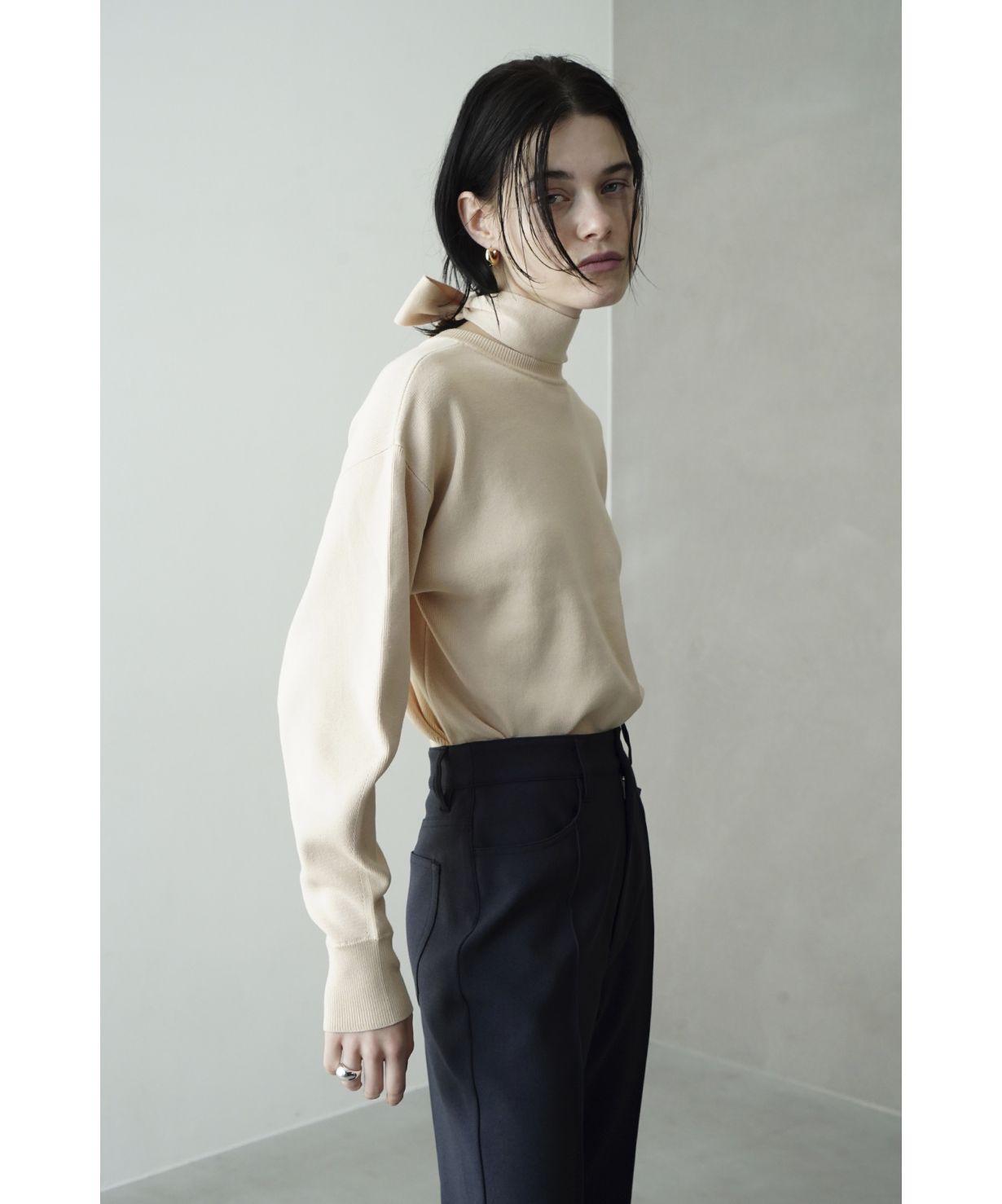 セール 50%OFF】W FACE NECK RIBBON KNIT TOPS(505135647 セール 50%OFF】W FACE NECK RIBBON KNIT TOPS(505135647