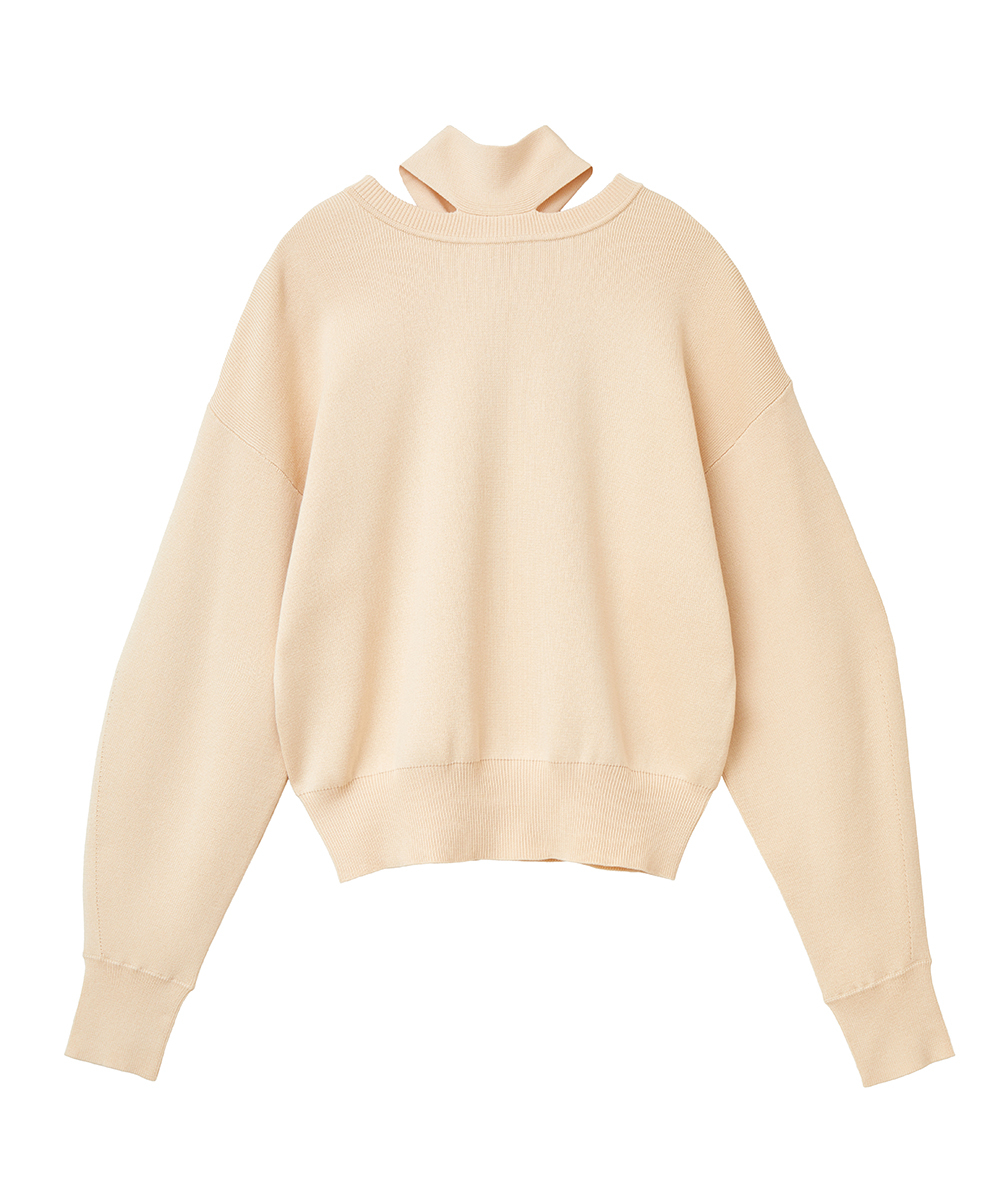 セール 50%OFF】W FACE NECK RIBBON KNIT TOPS(505135647