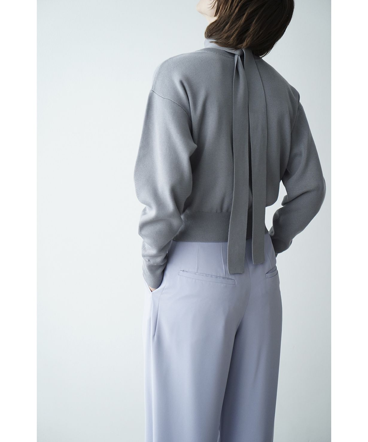セール 50%OFF】W FACE NECK RIBBON KNIT TOPS(505135647