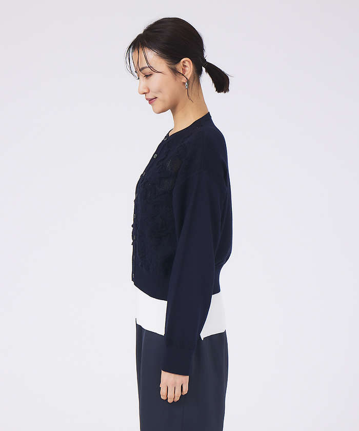 セール 30%OFF】【boussole×qualite】レースジャガードカーディガン