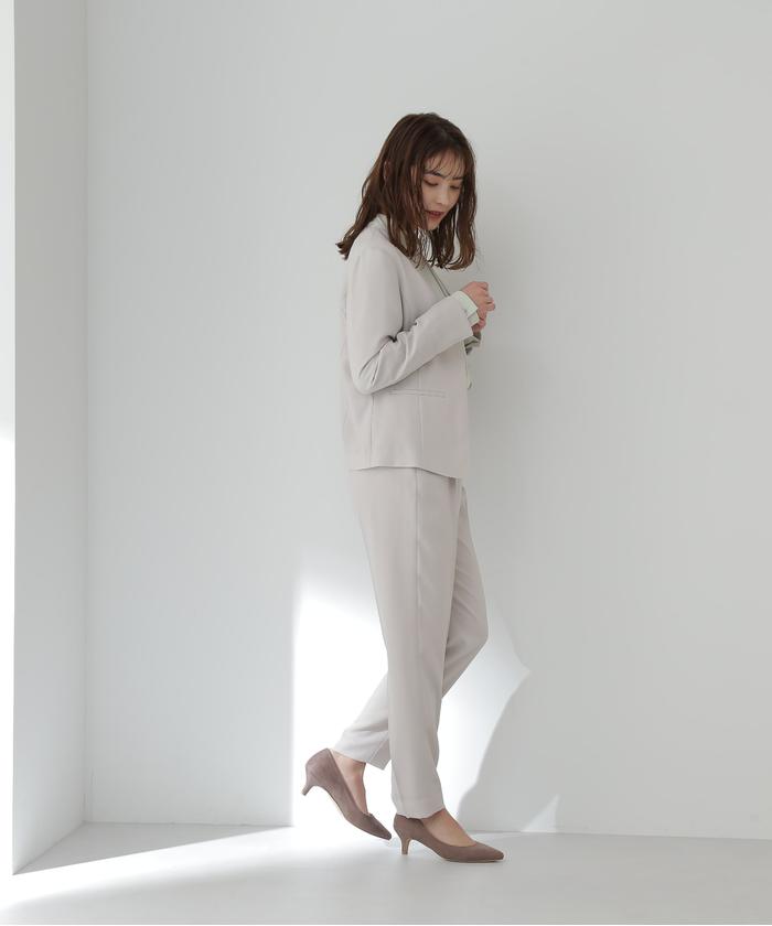 NATURALBEAUTYBASIC ✨ 洗えるポリエステルドビー　ジャケット 洗える]＜ポリエステルドビーSET UP＞ノーカラージャケット