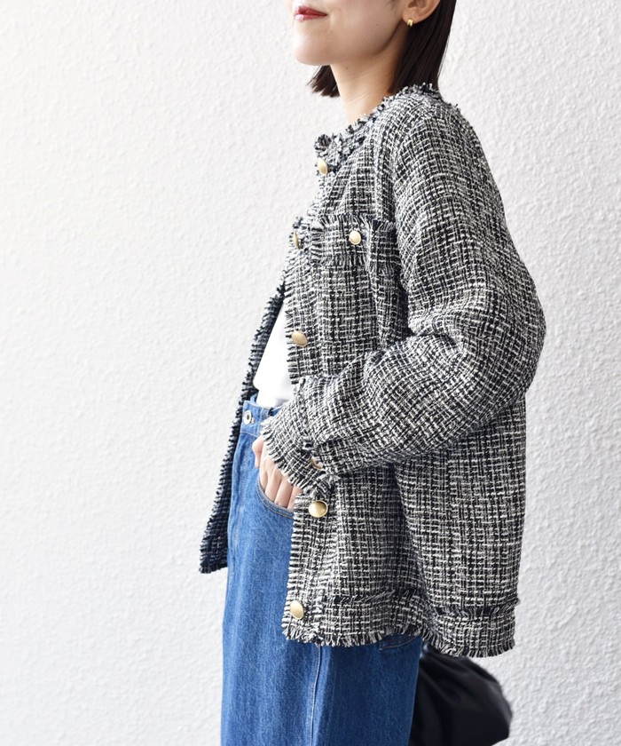 公式】通販 23SS♪完売♪ツイードゴールドボタンシャツジャケット