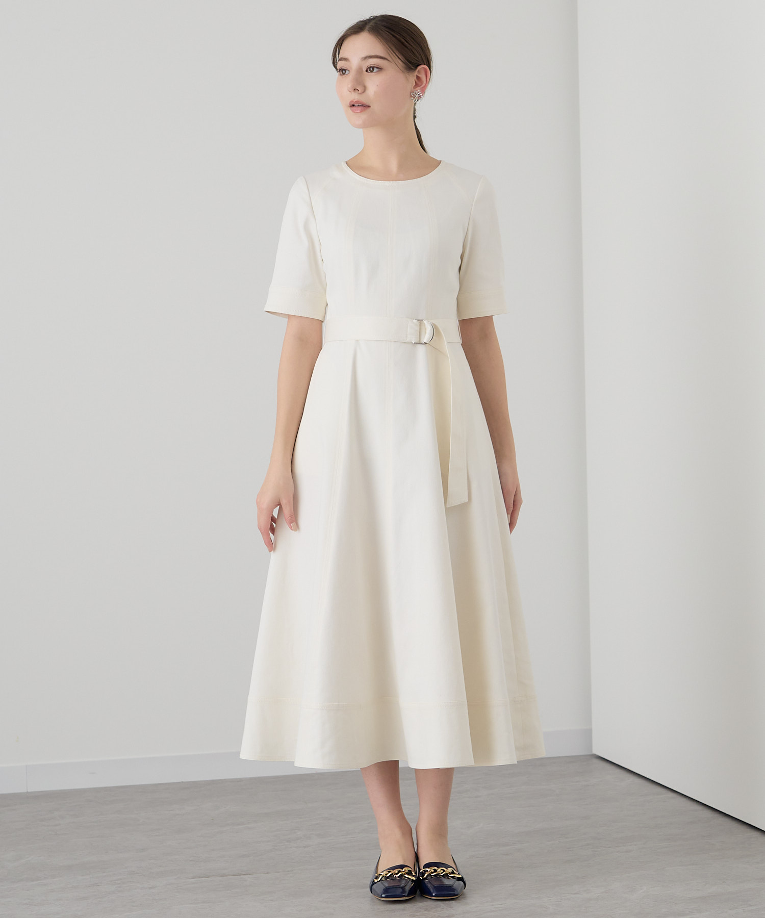 セール 40%OFF】シルクデニムベルト付き ワンピース(505121677