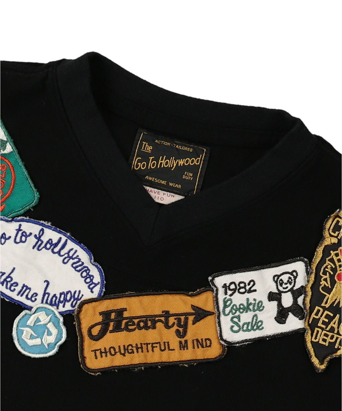 セール】ビンテージ度詰め天竺 ワッペン Vネック Tシャツ(505140214