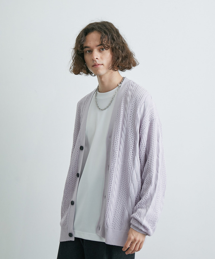 マルジェラ　ケーブル編みカーディガン Maison Margiela ケーブルニット カーディガン | ピンク