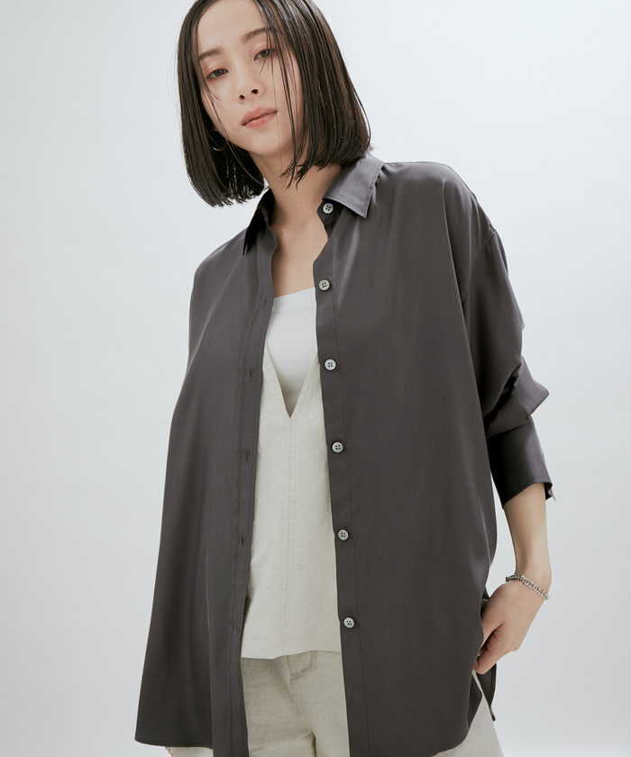 SALON adam et rope&#39; - 【定価20,900円】手洗い可能 フィブリルシャンブレーオーバーシャツ 試着のみ SALON adam et rope' - 【定価20,900円】手洗い可能 フィブリル