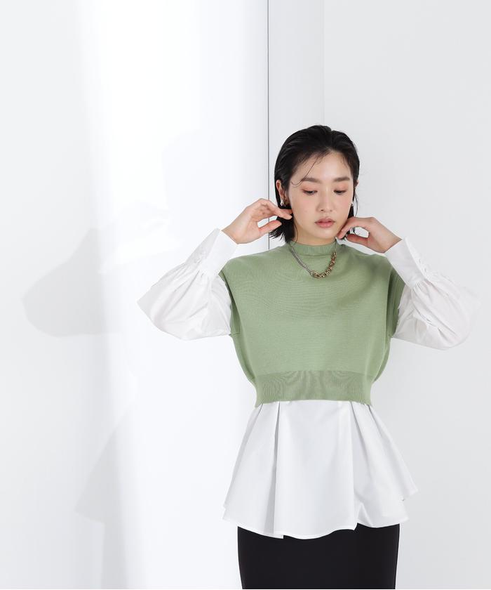 期間限定お買い得商品 |  通販 セール 60%OFF】チュニックブラウス×ニットベストセット トップス