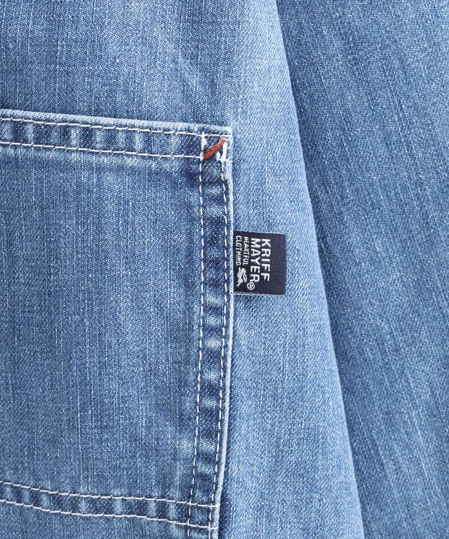 Stussy フード付きライトブルーカバーオール デニムモッズコート XL
