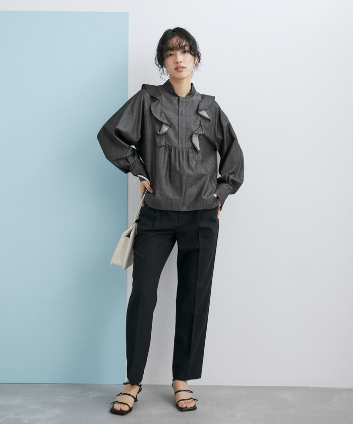 Adam et Rope&#39; - ADAM ET ROPE&#39; ステッチワークカラーブラウス ブラック WEB限定】ステッチワークカラーブラウス | アダムエロペ(ADAM ET