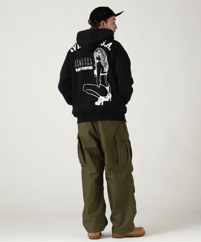 WEB&DEPOT限定》BLACK SCORPION SWEAT PULL OVER PARKA/ ブラック