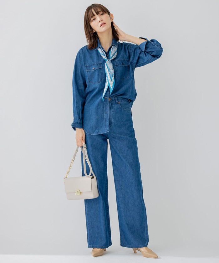 【23区】DENIM デニムダンガリースキッパーブラウス 23区】DENIM デニムダンガリースキッパーブラウス