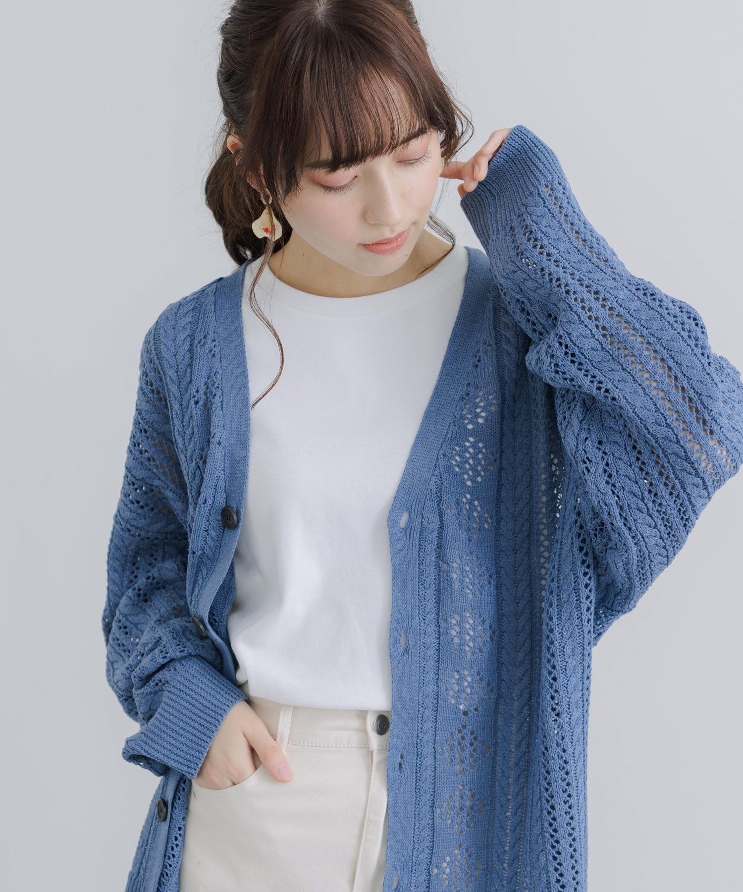 ロッキーモンロー Rocky Monroe ニットカーディガン 透かし編み ロッキーモンロー Rocky Monroe ニットカーディガン 透かし編み