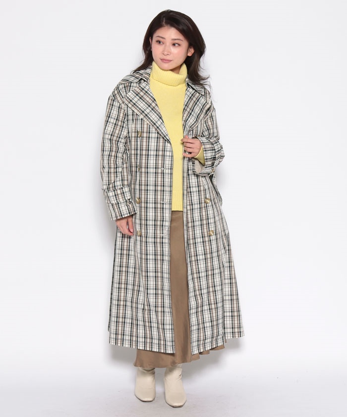 新品値下げ⭐︎LOUNIE ルーニィチェック柄トレンチコートMサイズ　スプリング セール】ルーニィ LOUNIE 【TVドラマ着用】チェック柄トレンチ